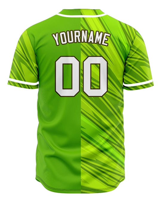 Custom Fluorescent Yellow Green Lines Half Baseball Jersey
