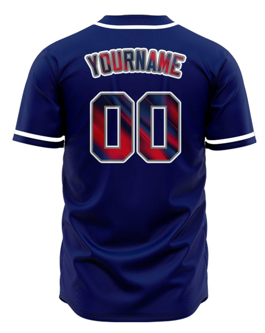 Custom Fuzzy Slash Red Blue Baseball Jersey