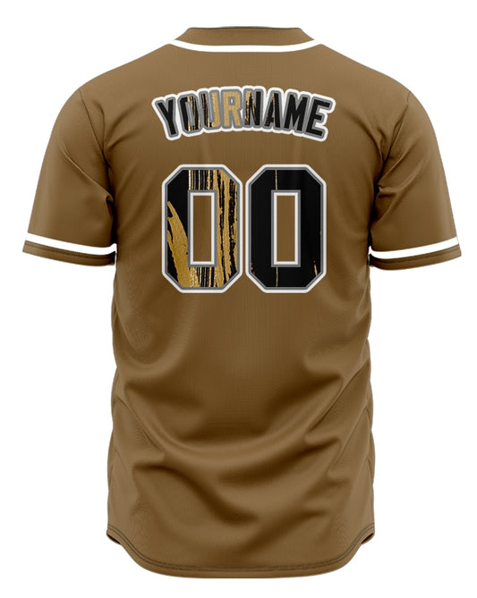 Custom Gold And Black Ink Baseball Jersey