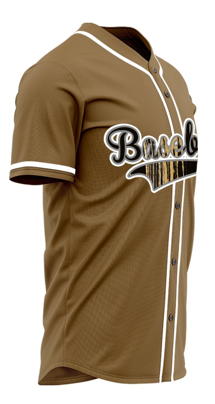 Custom Gold And Black Ink Baseball Jersey