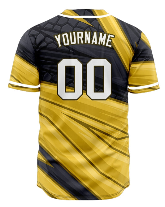 Custom Gold Black Lines Baseball Jersey