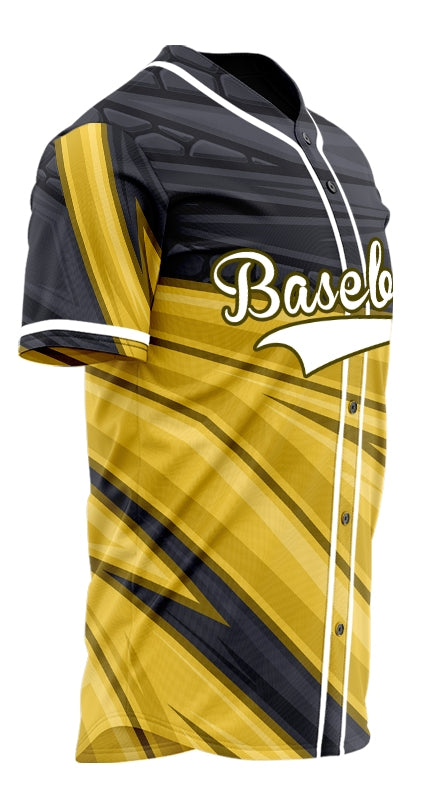 Custom Gold Black Lines Baseball Jersey