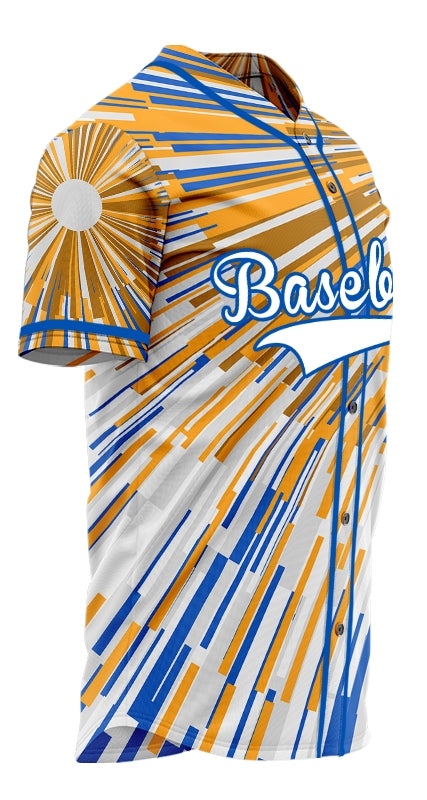 Custom Gold Orange Blue White Radiation Baseball Jersey