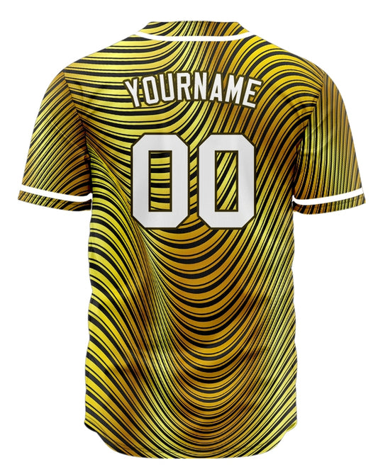 Custom Gold Wave Grain Baseball Jersey