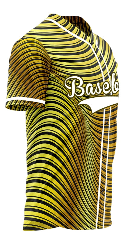 Custom Gold Wave Grain Baseball Jersey