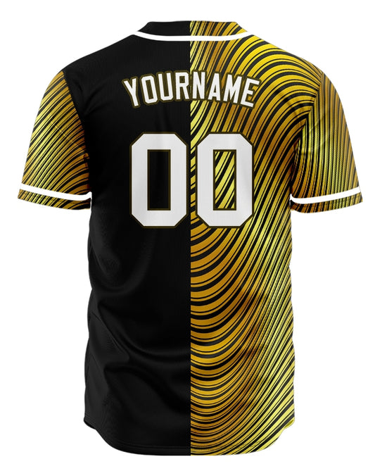 Custom Gold Wave Grain Half Baseball Jersey