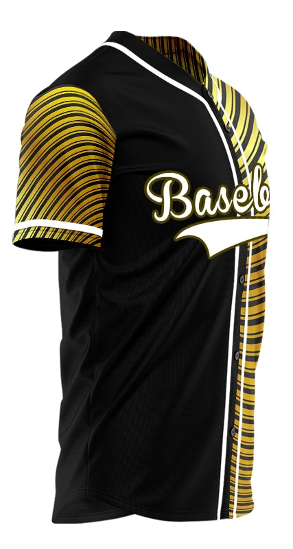 Custom Gold Wave Grain Half Baseball Jersey