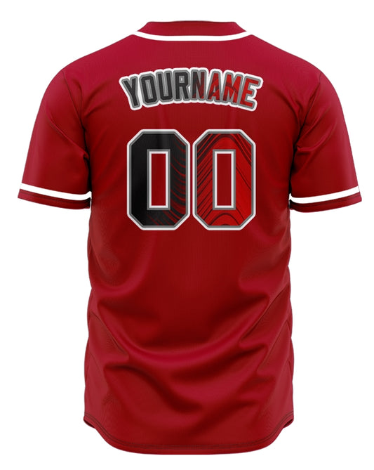 Custom Gradient Wave Black Red Baseball Jersey