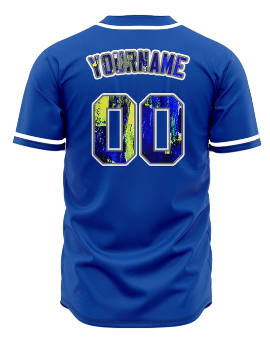 Custom Green Blue Ink Baseball Jersey