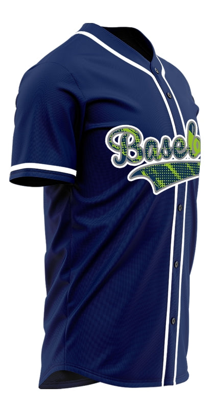 Custom Green Halftone Ink Blue Baseball Jersey