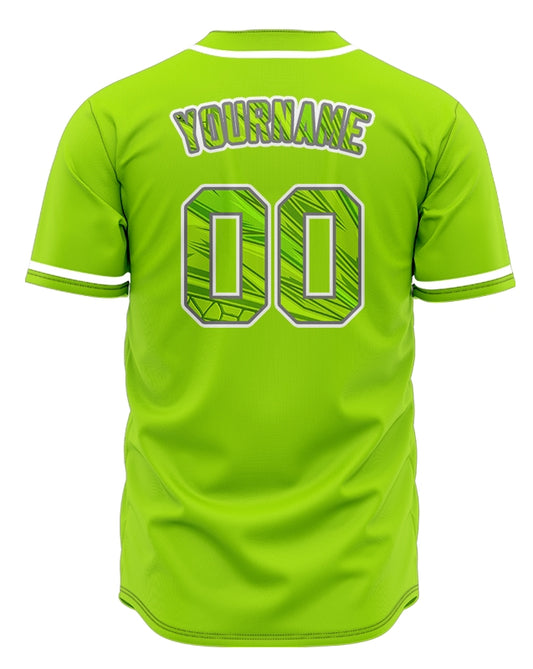 Custom Green Lines Fluorescent Yellow Baseball Jersey