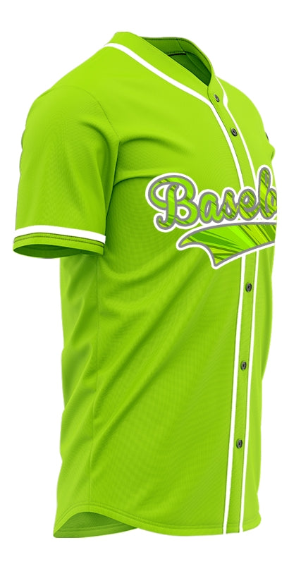 Custom Green Lines Fluorescent Yellow Baseball Jersey