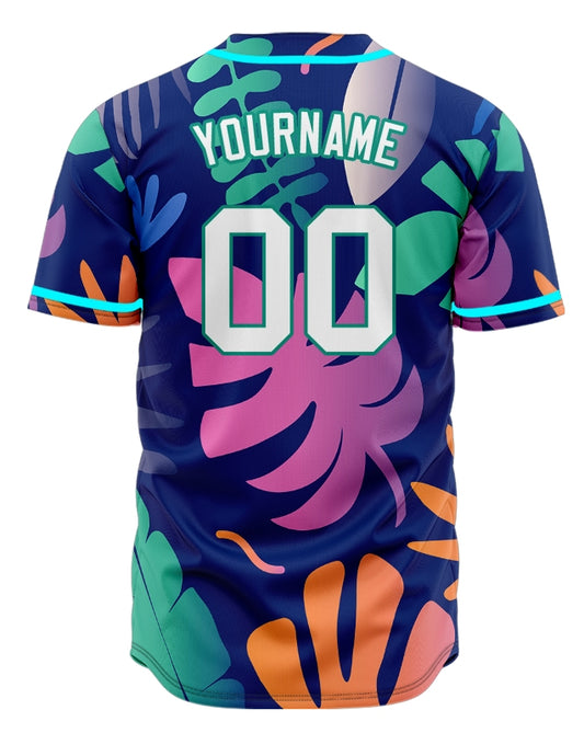 Custom Green Purple Leaves Baseball Jersey