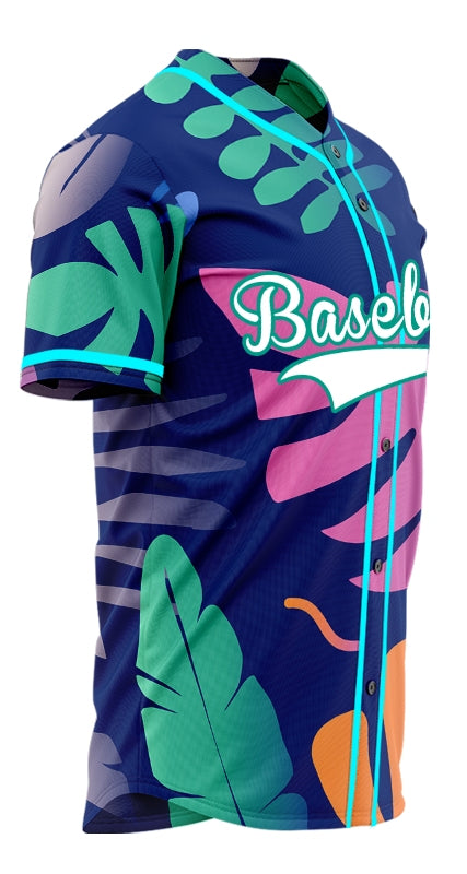 Custom Green Purple Leaves Baseball Jersey