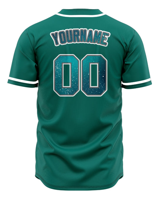 Custom Green Sky Starry Blue Baseball Jersey