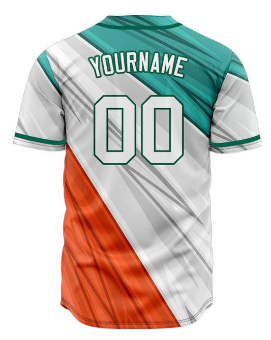 Custom Green White Orange Lines Baseball Jersey