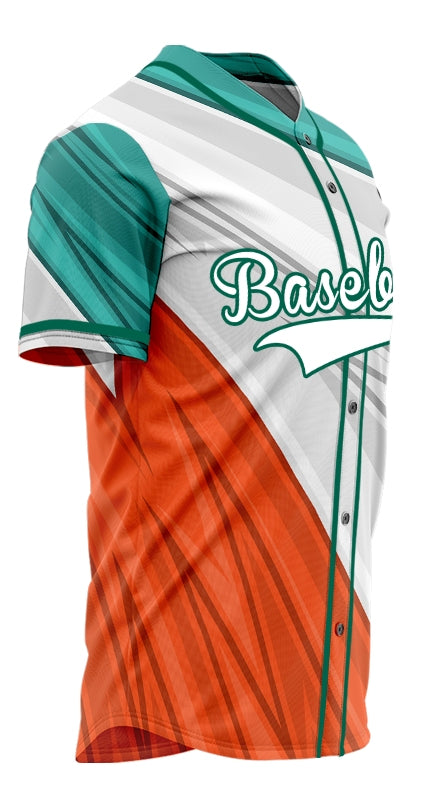 Custom Green White Orange Lines Baseball Jersey