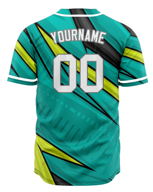 Custom Green Yellow Black Lines Baseball Jersey