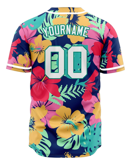 Custom Green Yellow Flower Baseball Jersey