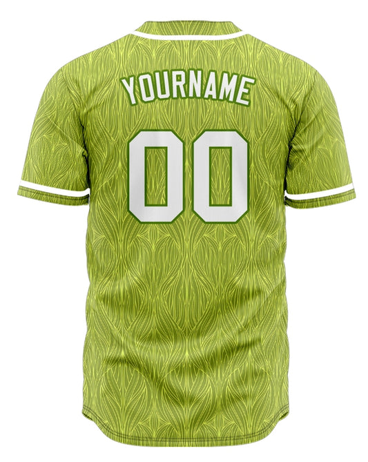 Custom Green Yellow Leaves Baseball Jersey
