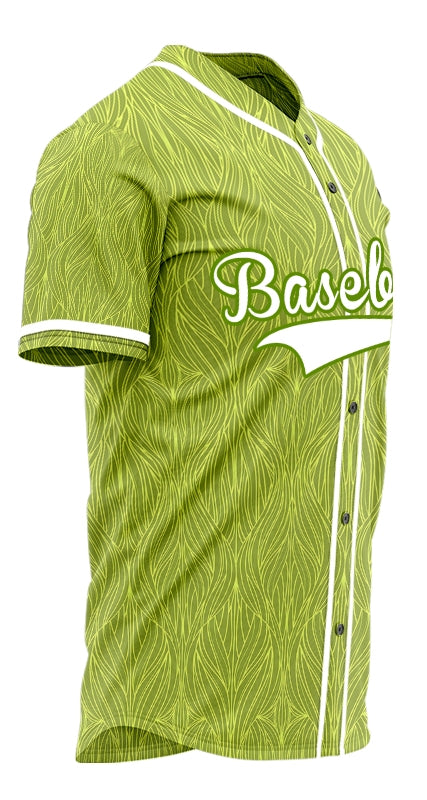 Custom Green Yellow Leaves Baseball Jersey