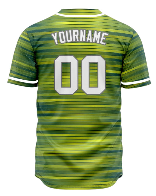 Custom Green Yellow Lines Gradient Baseball Jersey