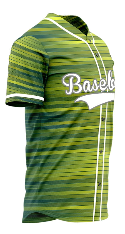 Custom Green Yellow Lines Gradient Baseball Jersey