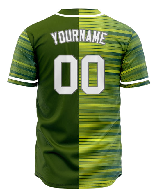 Custom Green Yellow Lines Gradient Half Baseball Jersey