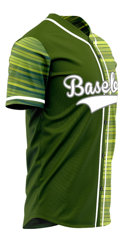 Custom Green Yellow Lines Gradient Half Baseball Jersey
