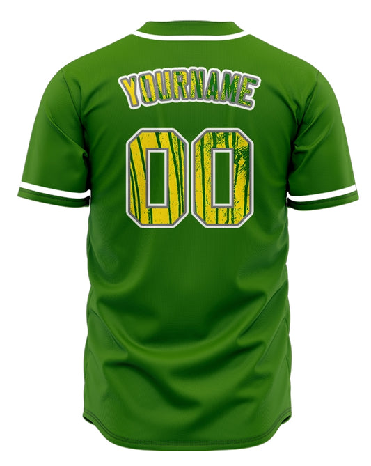 Custom Green Yellow Vertical lines Baseball Jersey