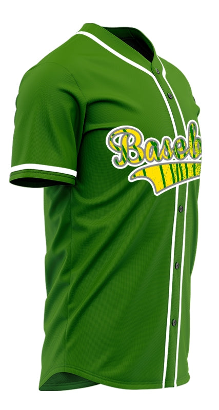 Custom Green Yellow Vertical lines Baseball Jersey