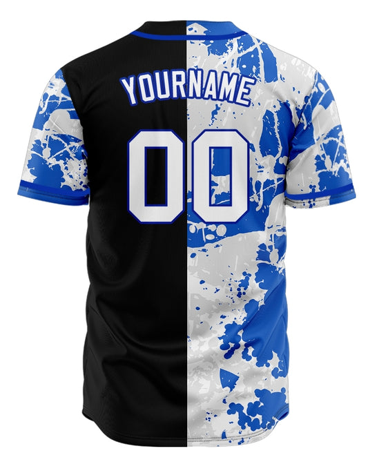 Custom Grey Blue Incomplete Veins Half Baseball Jersey