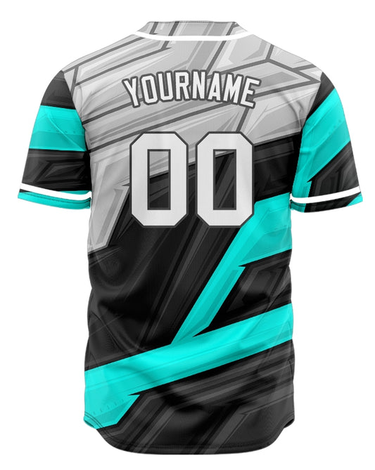 Custom Grey Blue Technological Lines Baseball Jersey