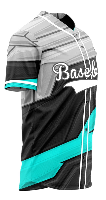 Custom Grey Blue Technological Lines Baseball Jersey
