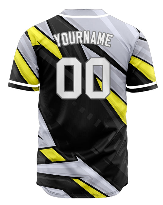 Custom Grey Fluorescent Yellow Lines Baseball Jersey