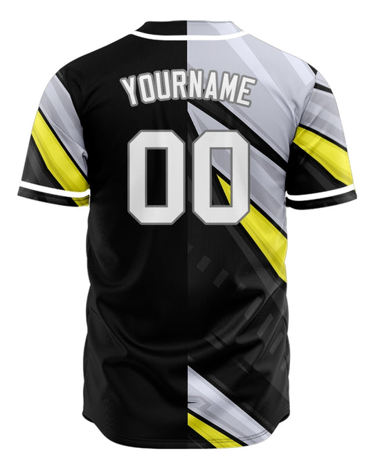 Custom Grey Fluorescent Yellow Lines Half Baseball Jersey