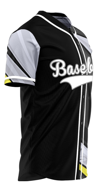Custom Grey Fluorescent Yellow Lines Half Baseball Jersey