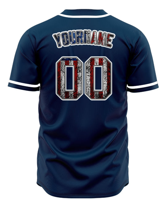 Custom Half Old Flag Dark Blue Baseball Jersey
