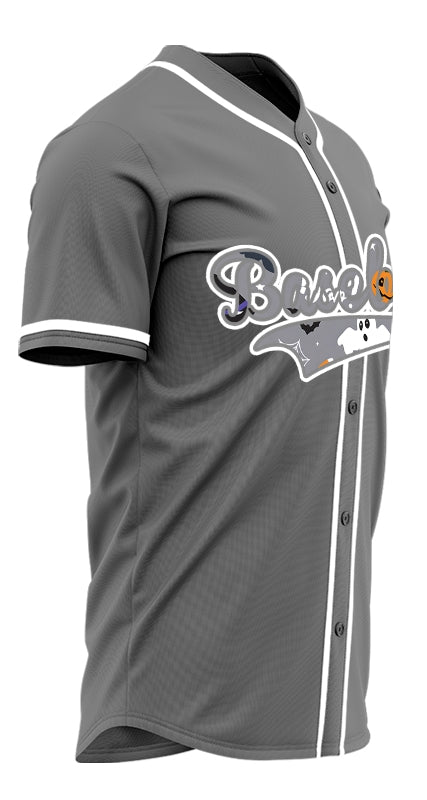 Custom Halloween Pumpkin Grey Baseball Jersey
