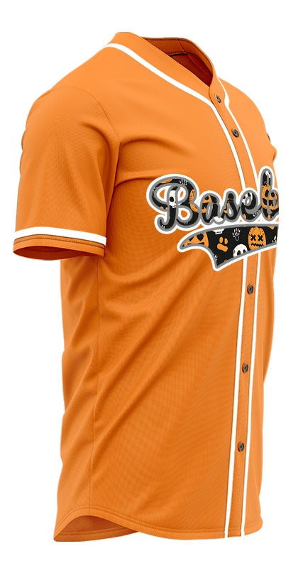 Custom Halloween Skull Black Orange Baseball Jersey
