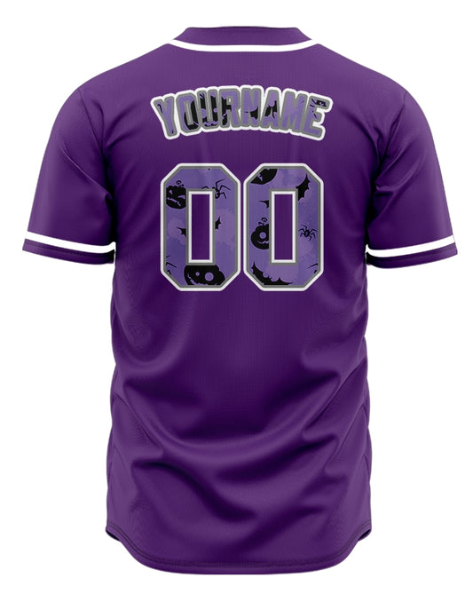 Custom Halloween White Purple Pumpkin Baseball Jersey