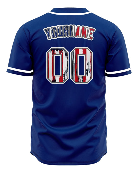 Custom Ink Flag Blue Baseball Jersey
