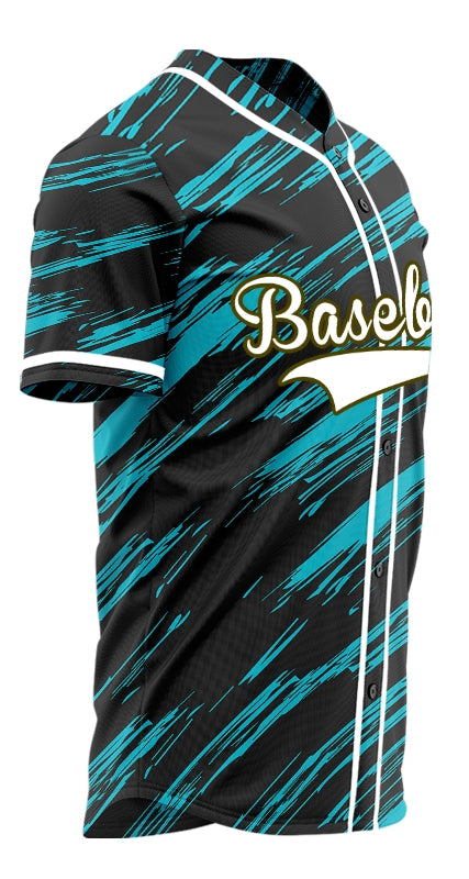 Custom Light Blue Black Slash Baseball Jersey