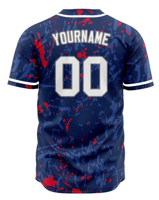 Custom Light Blue Red Ink Baseball Jersey