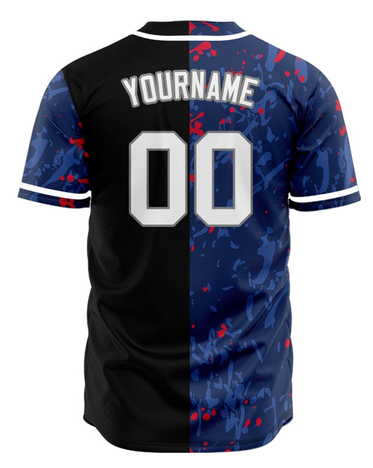 Custom Light Blue Red Ink Half Baseball Jersey