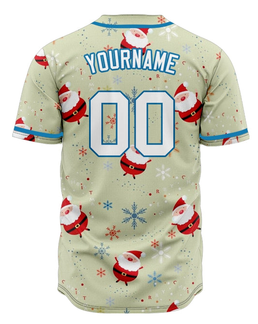 Custom Light Green Christmas Old Man Baseball Jersey
