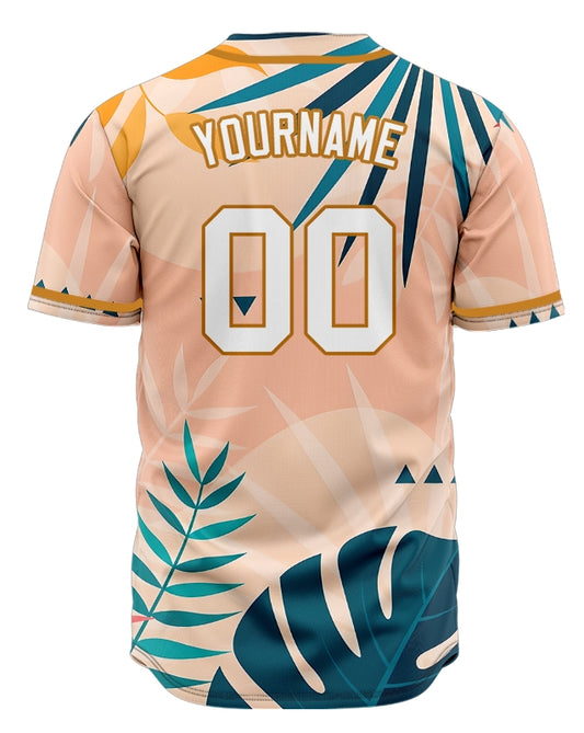Custom Light Pink Hawaiian Baseball Jersey