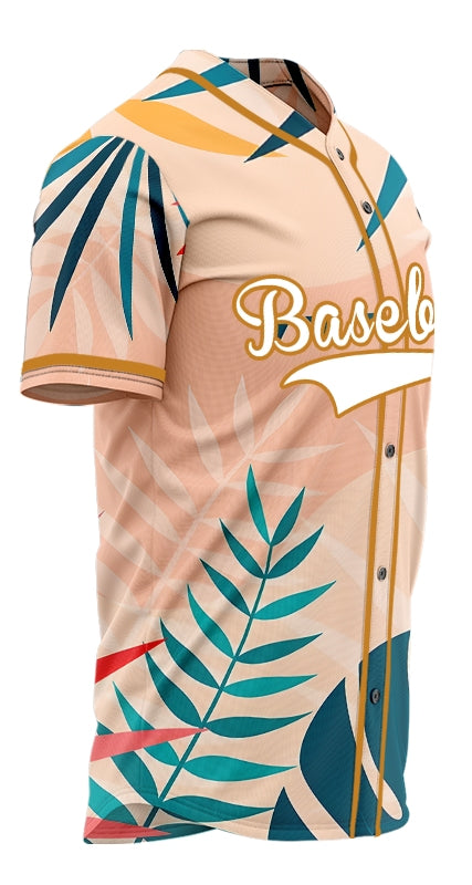 Custom Light Pink Hawaiian Baseball Jersey