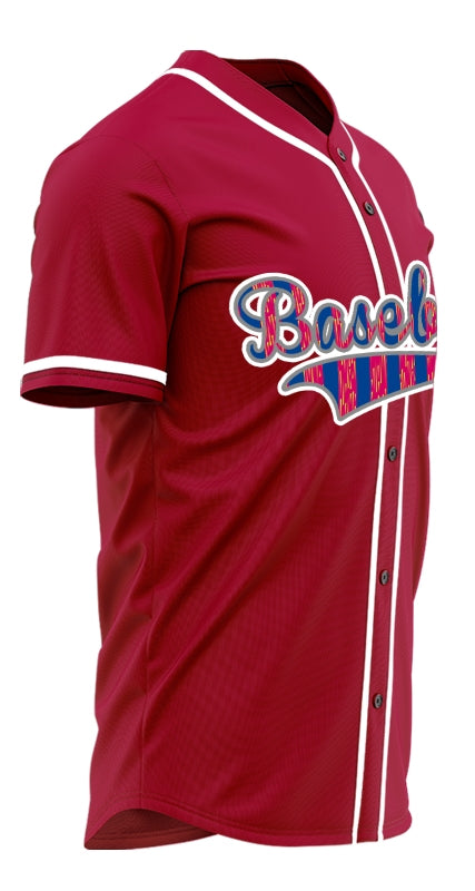 Custom Lines Half Blue Blue Red Baseball Jersey