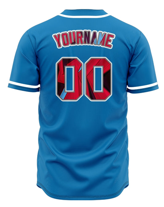 Custom Long Strip Blue Red Baseball Jersey